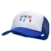 Let's Get Lit Embroidered Foam Panel Mesh Snapback - Royal-White OSFM