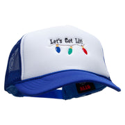 Let's Get Lit Embroidered Foam Panel Mesh Snapback - Royal-White OSFM