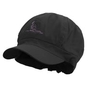 Kangaroo Embrodiered Cotton Elastic Newsboy Cap - Black OSFM