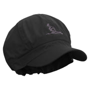 Kangaroo Embrodiered Cotton Elastic Newsboy Cap - Black OSFM