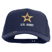 Licensed Star US Army Embroidered Solid Cotton Twill 5 panel Mesh Back Cap - Navy OSFM