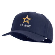 Licensed Star US Army Embroidered Solid Cotton Twill 5 panel Mesh Back Cap - Navy OSFM