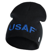 USAF Blue Letter Symbol Embroidered 8" Short Beanie - Black OSFM
