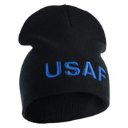 USAF Blue Letter Symbol Embroidered 8" Short Beanie - Black OSFM