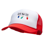 Let's Get Lit Embroidered Foam Panel Mesh Snapback - White-Red OSFM