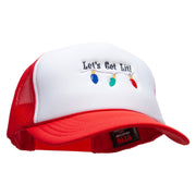 Let's Get Lit Embroidered Foam Panel Mesh Snapback - White-Red OSFM