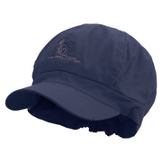 Kangaroo Embrodiered Cotton Elastic Newsboy Cap - Navy OSFM