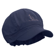 Kangaroo Embrodiered Cotton Elastic Newsboy Cap - Navy OSFM