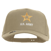 Licensed Star US Army Embroidered Solid Cotton Twill 5 panel Mesh Back Cap - Khaki OSFM
