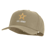 Licensed Star US Army Embroidered Solid Cotton Twill 5 panel Mesh Back Cap - Khaki OSFM
