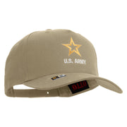 Licensed Star US Army Embroidered Solid Cotton Twill 5 panel Mesh Back Cap - Khaki OSFM