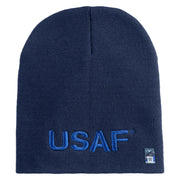 USAF Blue Letter Symbol Embroidered 8" Short Beanie - Navy OSFM