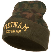 Vietnam Veteran Letters Embroidered Camo Long Beanie