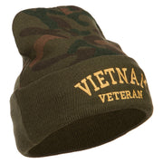 Vietnam Veteran Letters Embroidered Camo Long Beanie