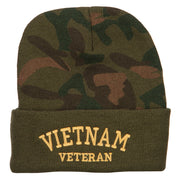 Vietnam Veteran Letters Embroidered Camo Long Beanie