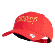 United States Marines Semper Fi Embroidered 6 Panel Structured Cotton Twill Cap Made in USA - Red OSFM