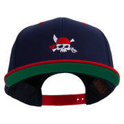 Pirate Flag Logo Embroidered Wool Blend 2 Tone Classic Snapback - Navy-Red OSFM