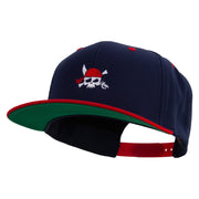 Pirate Flag Logo Embroidered Wool Blend 2 Tone Classic Snapback - Navy-Red OSFM