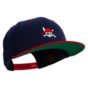 Pirate Flag Logo Embroidered Wool Blend 2 Tone Classic Snapback - Navy-Red OSFM