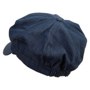 Foxy Embroidered Cotton Elastic Newsboy Cap - Dk-Denim OSFM