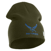 US Air Force Wing with Retired Symbol Embroidered 8" Short Beanie - Olive OSFM