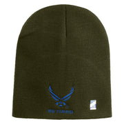 US Air Force Wing with Retired Symbol Embroidered 8" Short Beanie - Olive OSFM