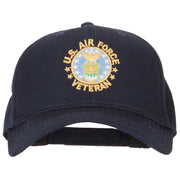 US Air Force Veteran Circle Embroidered Solid Cotton Pro Style Cap