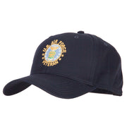 US Air Force Veteran Circle Embroidered Solid Cotton Pro Style Cap