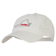 Virginia with Map Outline Embroidered Washed Cotton Twill Cap