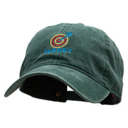 Neon Bulls Eye Embroidered Washed Cotton Brass Buckle Cap