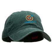 Neon Bulls Eye Embroidered Washed Cotton Brass Buckle Cap