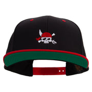 Pirate Flag Logo Embroidered Wool Blend 2 Tone Classic Snapback - Black-Red OSFM