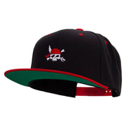 Pirate Flag Logo Embroidered Wool Blend 2 Tone Classic Snapback - Black-Red OSFM