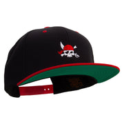 Pirate Flag Logo Embroidered Wool Blend 2 Tone Classic Snapback - Black-Red OSFM