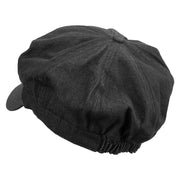 Foxy Embroidered Cotton Elastic Newsboy Cap - Black OSFM