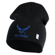 US Air Force Wing with Retired Symbol Embroidered 8" Short Beanie - Black OSFM