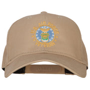 US Air Force Veteran Circle Embroidered Solid Cotton Pro Style Cap