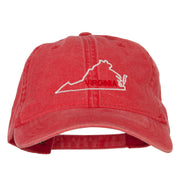 Virginia with Map Outline Embroidered Washed Cotton Twill Cap