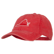 Virginia with Map Outline Embroidered Washed Cotton Twill Cap