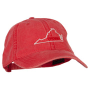 Virginia with Map Outline Embroidered Washed Cotton Twill Cap