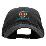 Neon Bulls Eye Embroidered Washed Cotton Brass Buckle Cap