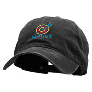 Neon Bulls Eye Embroidered Washed Cotton Brass Buckle Cap