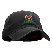 Neon Bulls Eye Embroidered Washed Cotton Brass Buckle Cap