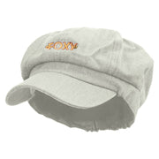 Foxy Embroidered Cotton Elastic Newsboy Cap - White OSFM