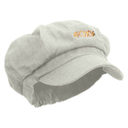 Foxy Embroidered Cotton Elastic Newsboy Cap - White OSFM