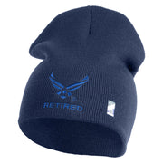 US Air Force Wing with Retired Symbol Embroidered 8" Short Beanie - Navy OSFM