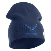 US Air Force Wing with Retired Symbol Embroidered 8" Short Beanie - Navy OSFM