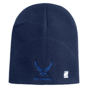 US Air Force Wing with Retired Symbol Embroidered 8" Short Beanie - Navy OSFM