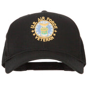 US Air Force Veteran Circle Embroidered Solid Cotton Pro Style Cap