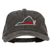 Virginia with Map Outline Embroidered Washed Cotton Twill Cap